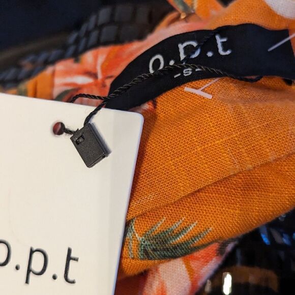 O.P.T Orange Floral Linen Blend Cut Out Maxi Dress NWT - Picture 7 of 7